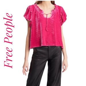 NWT Free People Beautiful VELVETY Feel Blouse  95%POLY/5% Elasticine Washable